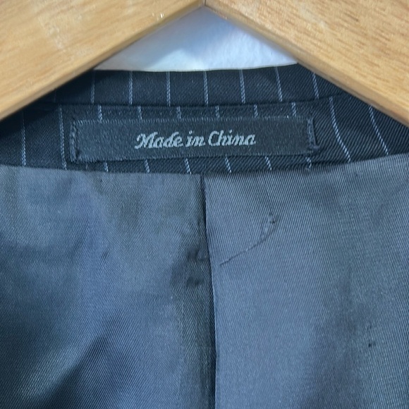 Ralph Lauren 100% wool Black Pinstripe Classic Fit Suit Jacket Blazer Sports 46L - Picture 5 of 11